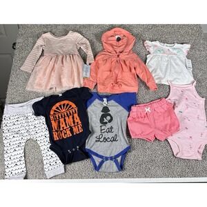 Baby Girl Clothing Lot Size 12M Cat & Jack Dress Shorts Tops Bodysuits Bundle‎